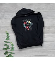 Never Give Up Hope Göğüs Baskılı Unisex Oversize Siyah Sweatshirt