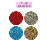 Dökme Cam Kum Boncuk (11/0) 2 mm - 4 Renk - Toplam 80 Gram - BNC404