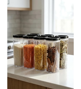 Vakumlu Kapaklı Erzak Saklama Kabı, 1.8 L Büyük Boy Mutfak Saklama Kapları, BPA Free Şeffaf Plastik, Hava Geçirmez (Siyah/Bej Kapak) 1 ADET (Bej)