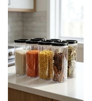 Vakumlu Kapaklı Erzak Saklama Kabı, 1.8 L Büyük Boy Mutfak Saklama Kapları, BPA Free Şeffaf Plastik, Hava Geçirmez (Siyah/Bej Kapak) 1 ADET (Bej)