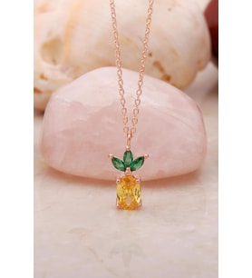 Ananas Rose Mini Gümüş Kolye 7216