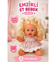 Derin Emzikli Saçlı Tombul Et Bebek 28 Cm. Kutulu - Emzikli Bebek - Saçlı Tombik Bebek - Saçlı Bebek