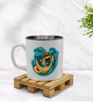 Bk Gift Çapa Tasarımlı İçi Siyah Renkli Kupa Bardak Model 1