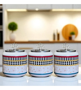 Baharatlık 3 lü Oval Büyük Boy Kahve Köşesi Seti 1400 ml (Çay,Kahve,Şeker) Kelebek Desen GÜMÜŞ