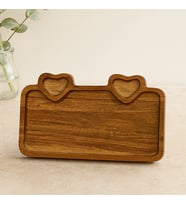 Northcity Akasya Ahşap Servis Tepsisi 25x14 cm (Kulplu, Kalp Bölmeli)