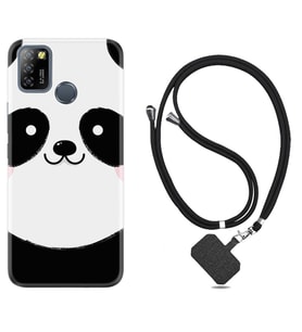 INFINIX Smart 4 5 6 Zero 8 S5 Pro Kılıf Boyun Askılı Silikon Sevimli Panda 1794
