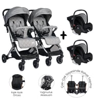 Lorelli Fiorano Kabin Set İkiz Bebek Arabası - Dolphin Grey (Standart)
