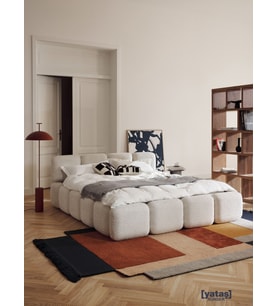 Most Oktagon Bazalı Karyola Beyaz Bukle Kumaş Yataş Kuştüyü Sünger 160x200 Yatak Için(KURULUM DAHİL)