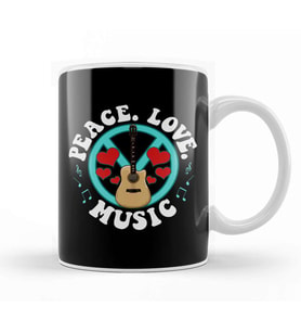 Peace Love Music Awesome Hippie Pacifist Festival Kupa Bardak Porselen