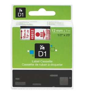 Dymo 45012 Şeffaf Üzerine Kırmızı Muadil Etiket
