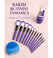 12’li Makyaj Fırça Seti Yüz Temizleme Cihazı ve Manikür Pedikür Tırnak Bakım Seti 3’lü Kişisel Bakım