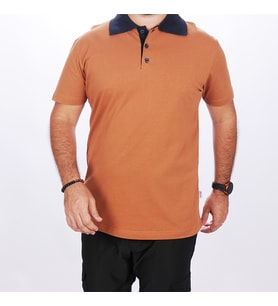 Polo Yaka Tshirt Kahve-Lacivert Yakalı (Renksiz)