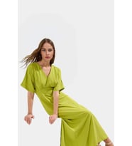 Dokuma Polyester Maxi Elbise A Kesim V Yaka Rahat Yazlık Günlük Kullanım İçin Yüksek Kalite