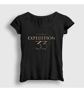 Presmono Kadın Siyah Logo Clair Obscur Expedition 33 T-Shirt 543821tt