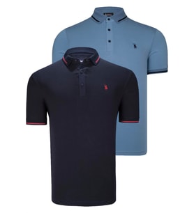 İKİLİ SET T8586 DEWBERRY ERKEK T-SHIRT-LACİVERT-İNDİGO