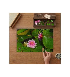 Pembe Lotus Çiçekleri Tasarımı 240 parça Ahşap Puzzle Ahşap Kutuda MP05462