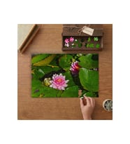 Pembe Lotus Çiçekleri Tasarımı 240 parça Ahşap Puzzle Ahşap Kutuda MP05462