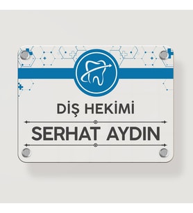 Diş Hekimlerine Özel Kapı Tabela Büro Ofis Mini Giriş Tabelası (Siyah)