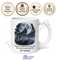 Kurt Temalı Baskılı Kupa Bardak Hediye Özel Tasarım Porselen Mug