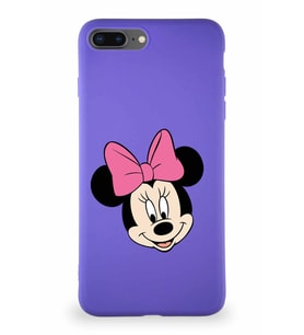 Apple iPhone 7 Plus Soft Premier Kapak Minnie Mouse-C Tasarımlı Silikon Kılıf - Mor (Şeffaf)