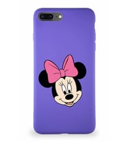 Apple iPhone 7 Plus Soft Premier Kapak Minnie Mouse-C Tasarımlı Silikon Kılıf - Mor (Şeffaf)