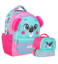 Kaukko Kids Sevimli Koala Şekilli Kız Çocuk Okul Çantası ve Beslenme Çantası Seti - Yeşil Kırmızı