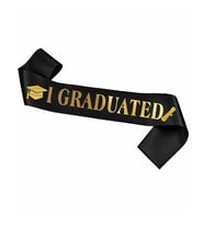 Mezuniyet Kuşağı Siyah Üzeri Altın Baskılı Saten Varaklı I Graduated Yazılı