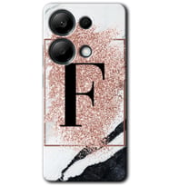 Poco M6 Pro Kılıf HD Desen Baskılı Kılıf - Pembe Mermer Desenli F Harfi
