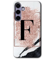 Galaxy S24 Kılıf HD Desen Baskılı Kılıf - Pembe Mermer Desenli F Harfi