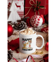 Garfield Happy Christmas Kupa Bardak (Beyaz)