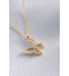 925 Ayar Gümüş Minimal Gold Kelebek Kolye
