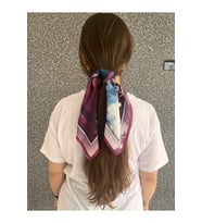 Şifon Saten Fular Desenli Fular Bandana Aksesuar