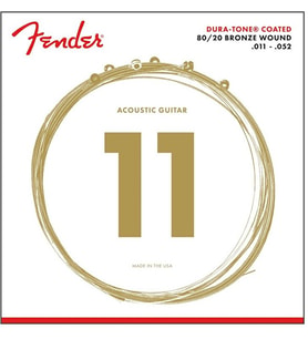 Fender 0730880003 Dura-Tone 880CL 80/20 Coated Akustik Gitar Teli (11-52) Korozyon Önleyici Kaplama Parlak Ton ve Uzun Ömür
