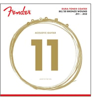 Fender 0730880003 Dura-Tone 880CL 80/20 Coated Akustik Gitar Teli (11-52) Korozyon Önleyici Kaplama Parlak Ton ve Uzun Ömür