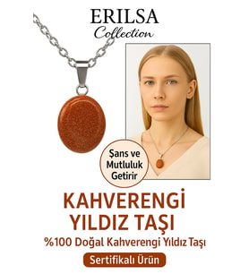 Sertifikalı Oval Kahverengi Yıldız Taşı Doğal Taş Kolye Gümüş Aparatlı Özgüveni Artırır Başarı Taşı (Çok Renkli)