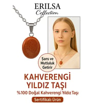 Sertifikalı Oval Kahverengi Yıldız Taşı Doğal Taş Kolye Gümüş Aparatlı Özgüveni Artırır Başarı Taşı (Çok Renkli)