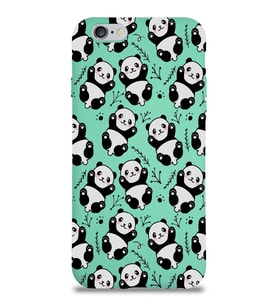 Apple iPhone 6 Plus Uyumlu Lansman Kılıf Panda Tasarımlı İçi Kadife Kapak-Su Yeşili (Şeffaf)