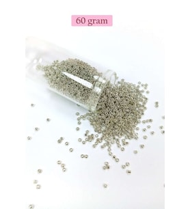Dökme Cam Kum Boncuk (11/0) 2 mm - 60 Gram - Gümüş - BNC057