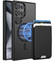 Lexroo Samsung Galaxy S24 Ultra Uyumlu M-Safe Kablosuz Şarj Destekli Mat Kılıf + MagSafe Kartlıklı