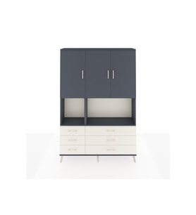 Arges Dolap 6 Raflı 6 Çekmeceli 3 Kapaklı 132x30x195 Antrasit-Antrasit/Aytaşı