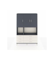 Arges Dolap 6 Raflı 6 Çekmeceli 3 Kapaklı 132x30x195 Antrasit-Antrasit/Aytaşı