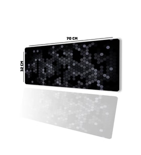 SonicTouch Siyah Gri Petek Desenli Gamer Oyuncu Dikişsiz Sıvı Geçirmez Klavye Mouse Pad 32x70Cm