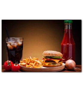 Cakatablo Burger Patates Ketçap Buzlu Kola MDF Tablo