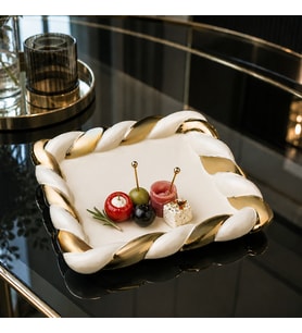 Gebo Gold Detaylı Kare Tabak 28*28*4