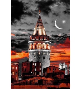 Galata Kulesi Tasarımlı Ahşap Poster