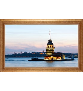 Çerçeveli Paspartulu Manzara Tablo bm1158 (Gold)