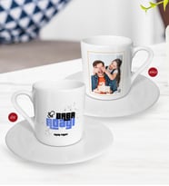 BK Gift Kişiye Özel Babalar Günü Hediyesi Fotoğraflı Türk Kahvesi Fincanı-8 (Beyaz)