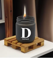 BK Gift Kişiye Özel DTF İsimli Renkli Cam Kavanozda Kokulu Mum-2(13 Renk Seçeneği), Arkadaşa Hediye, Sevgiliye Hediye, Doğum Günü Hediyesi (Antrasit)