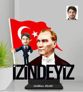 Kişiye Özel Atatürk İzindeyiz Erkek Ahşap Biblo-1