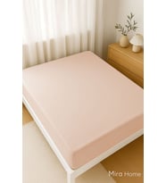 Çift Kişilik Düz Penye  %100 Pamuklu Lastikli Çarşaf 200X200 Cm Battal  Boy (Somon)